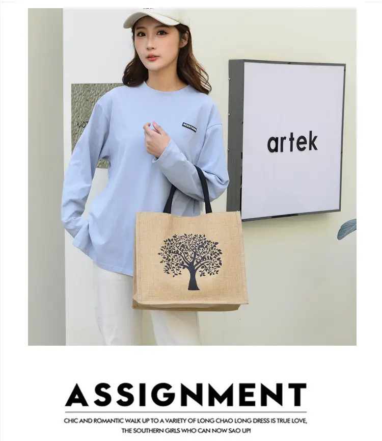 Linen Tote Bag for Women with Elephant Design — feature 9