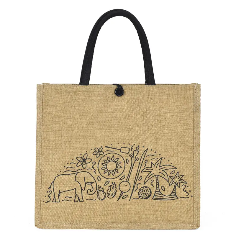 Linen Tote Bag for Women with Elephant Design - Image 12