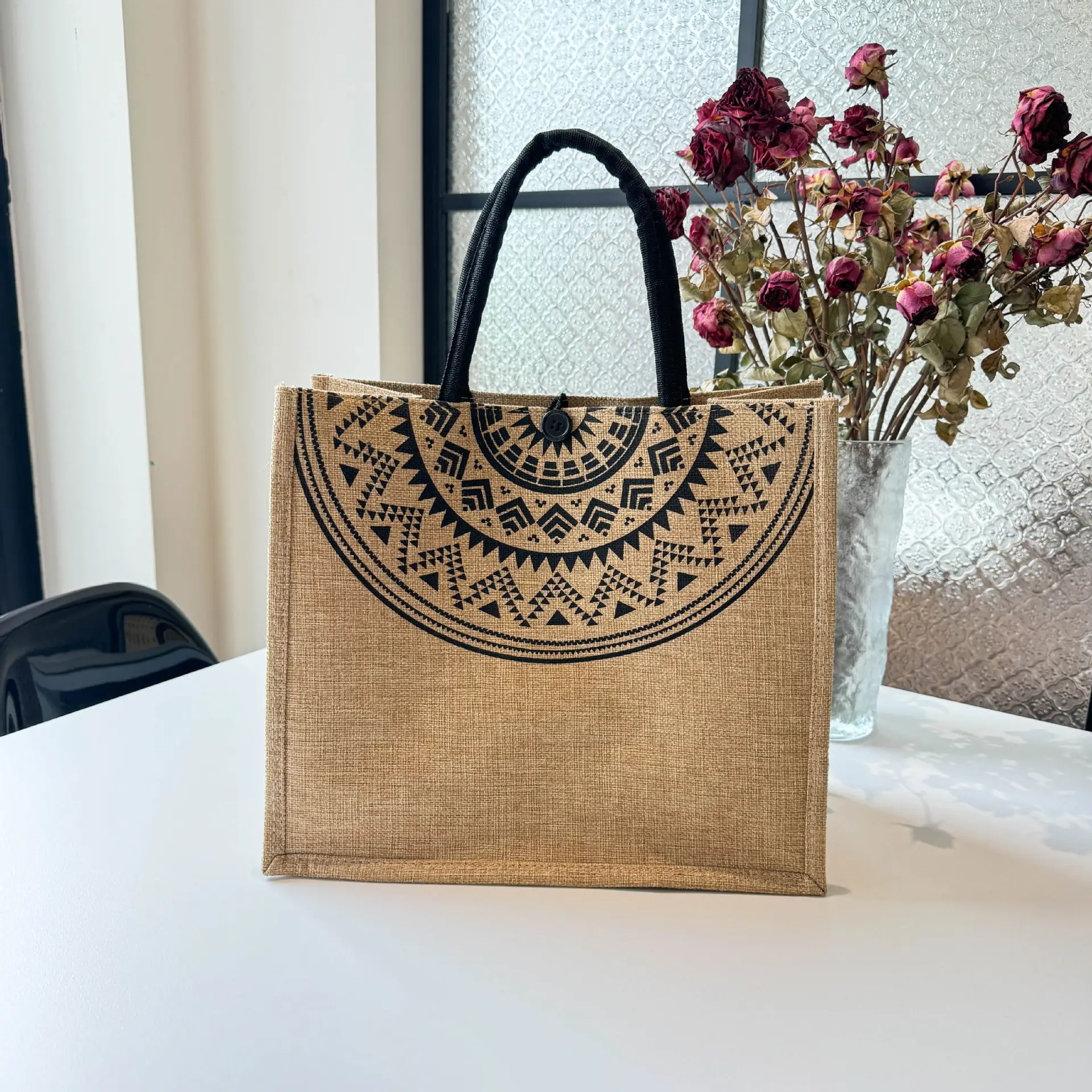Linen Tote Bag for Women with Elephant Design - Image 4