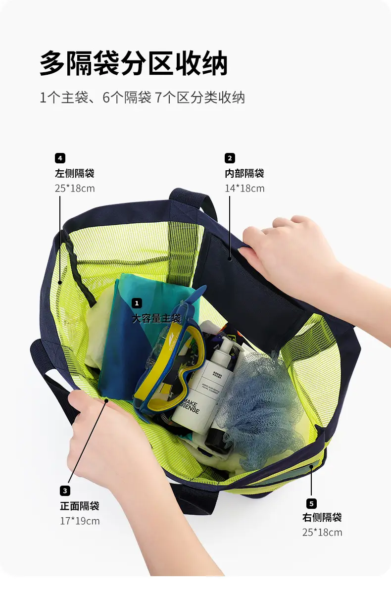 Large Capacity Swimming Fitness Bag Fashion Sports Shoulder Portable Beach Bag Travel Draining Storage Bag — feature 3