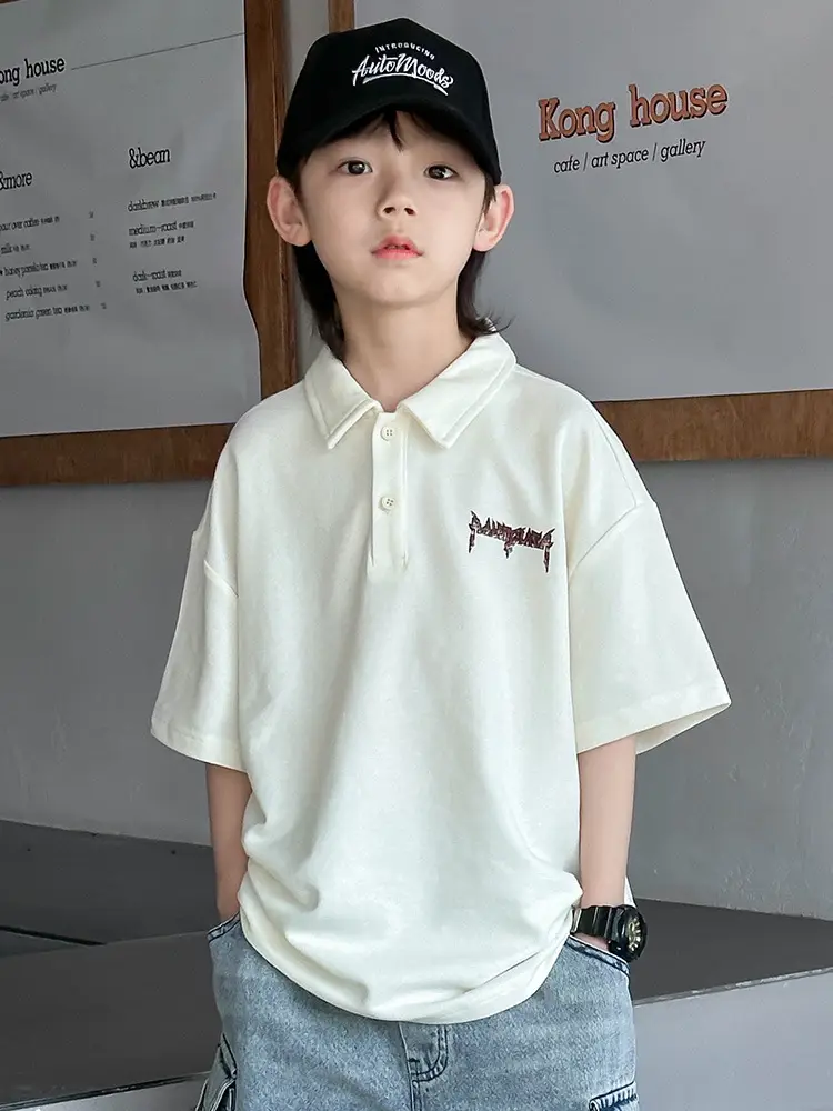 Boys Polo T-Shirt White 2025 Summer Casual - Image 3