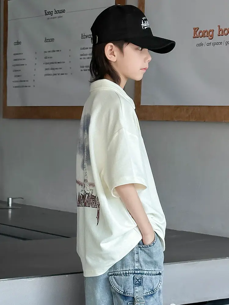 Boys Polo T-Shirt White 2025 Summer Casual - Image 4