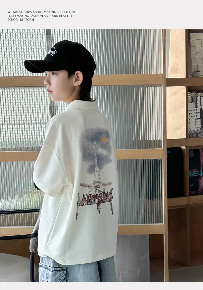 Boys Polo T-Shirt White 2025 Summer Casual — feature 10