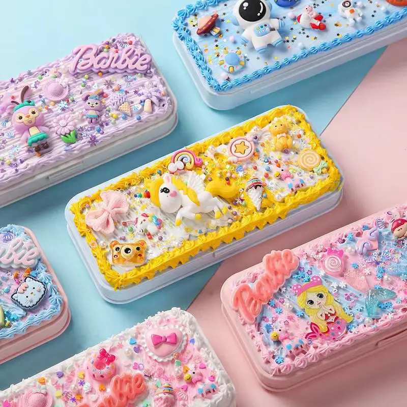 Handmade diy cream plastic stationery box creative stationery box making material package student cute hand-made simulation stationery