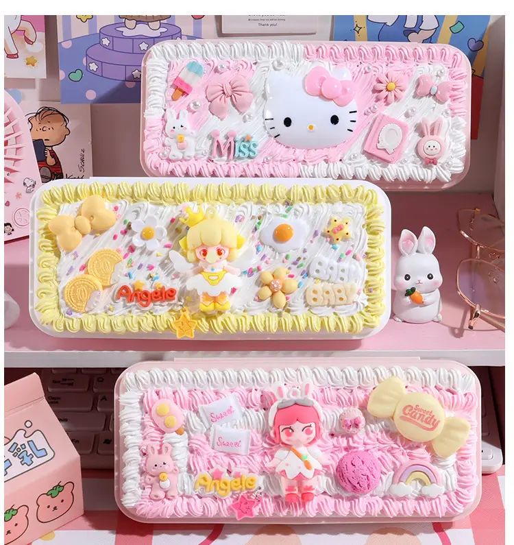 Handmade diy cream plastic stationery box creative stationery box making material package student cute hand-made simulation stationery — feature 10