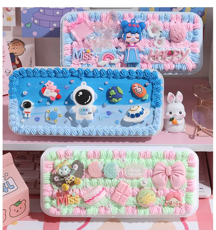 Handmade diy cream plastic stationery box creative stationery box making material package student cute hand-made simulation stationery — feature 8