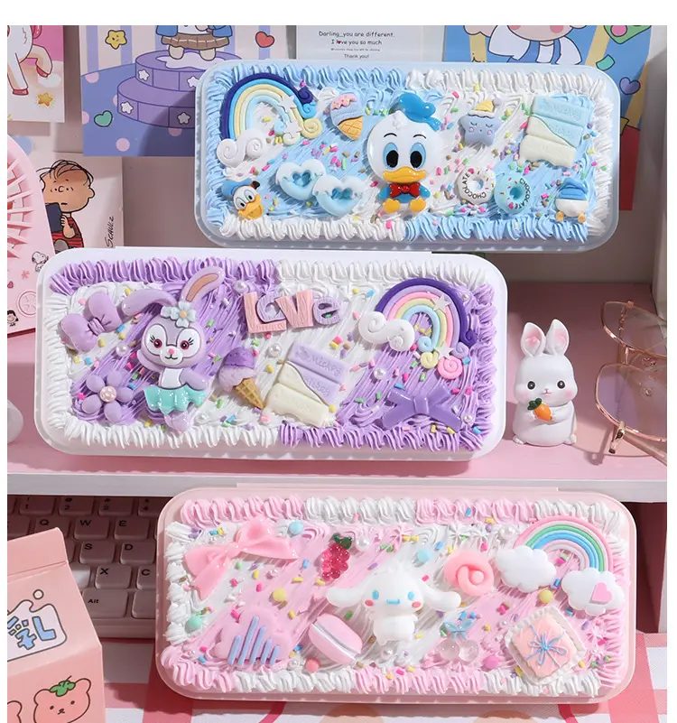Handmade diy cream plastic stationery box creative stationery box making material package student cute hand-made simulation stationery — feature 9