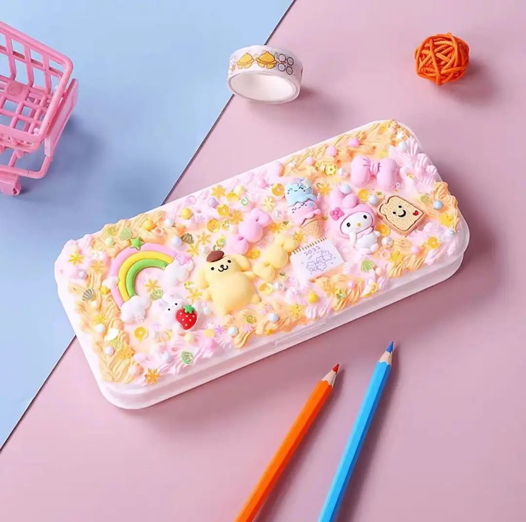 Handmade diy cream plastic stationery box creative stationery box making material package student cute hand-made simulation stationery
