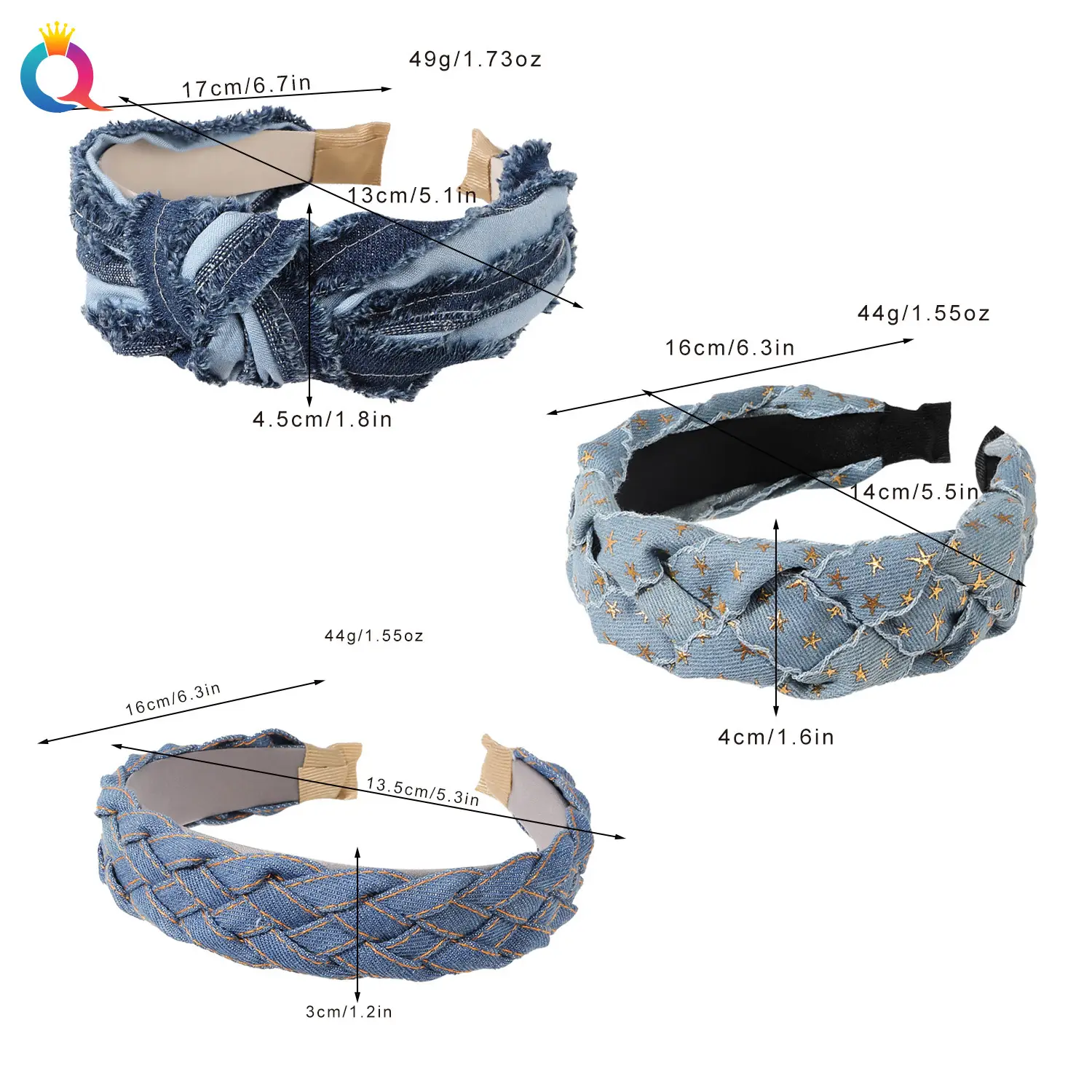 Blue Denim Braided Hairband for Women — feature 22