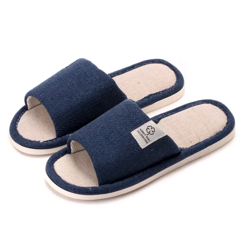in stock Linen Slippers Thick Bottom Men's and Women's Four Seasons Household Couple's Indoor Silent Cotton Linen Floor Home Sandals