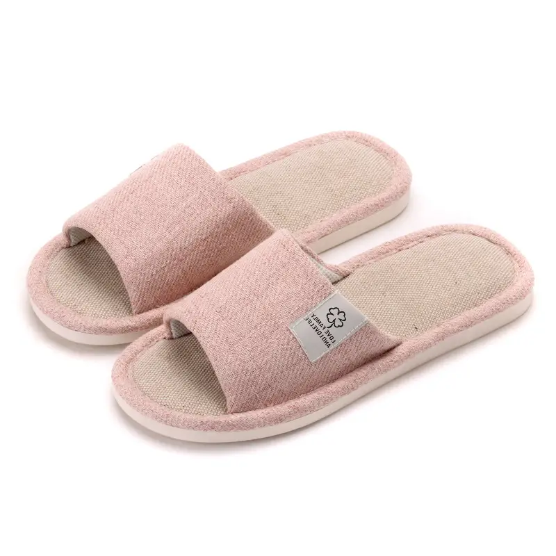 in stock Linen Slippers Thick Bottom Men's and Women's Four Seasons Household Couple's Indoor Silent Cotton Linen Floor Home Sandals