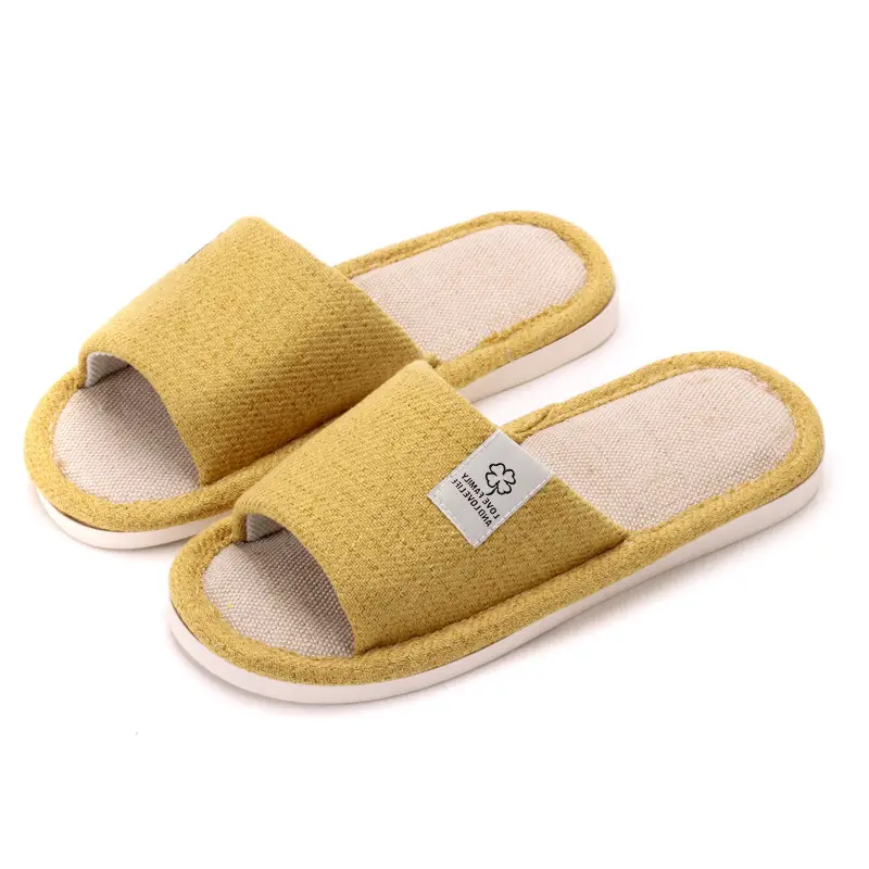 in stock Linen Slippers Thick Bottom Men's and Women's Four Seasons Household Couple's Indoor Silent Cotton Linen Floor Home Sandals