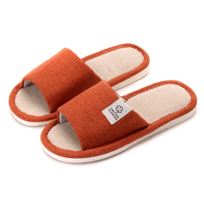 in stock Linen Slippers Thick Bottom Men's and Women's Four Seasons Household Couple's Indoor Silent Cotton Linen Floor Home Sandals
