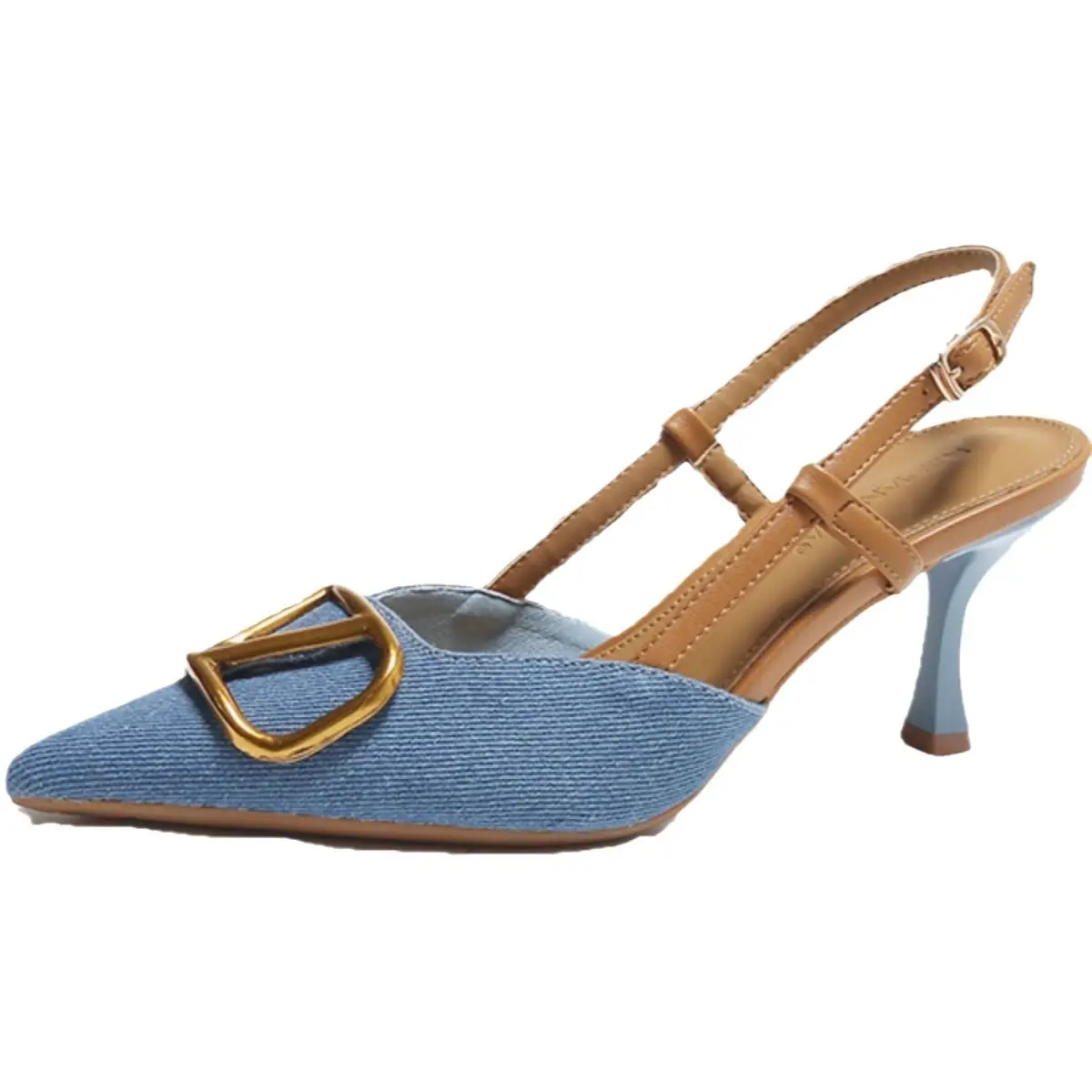 2024 Women's Blue Pointed Toe Stiletto Sandals with Buckle - Image 7
