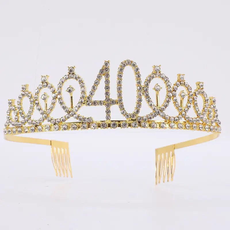 Rose Gold Full Diamond Crown Headband for Girls Party Wear