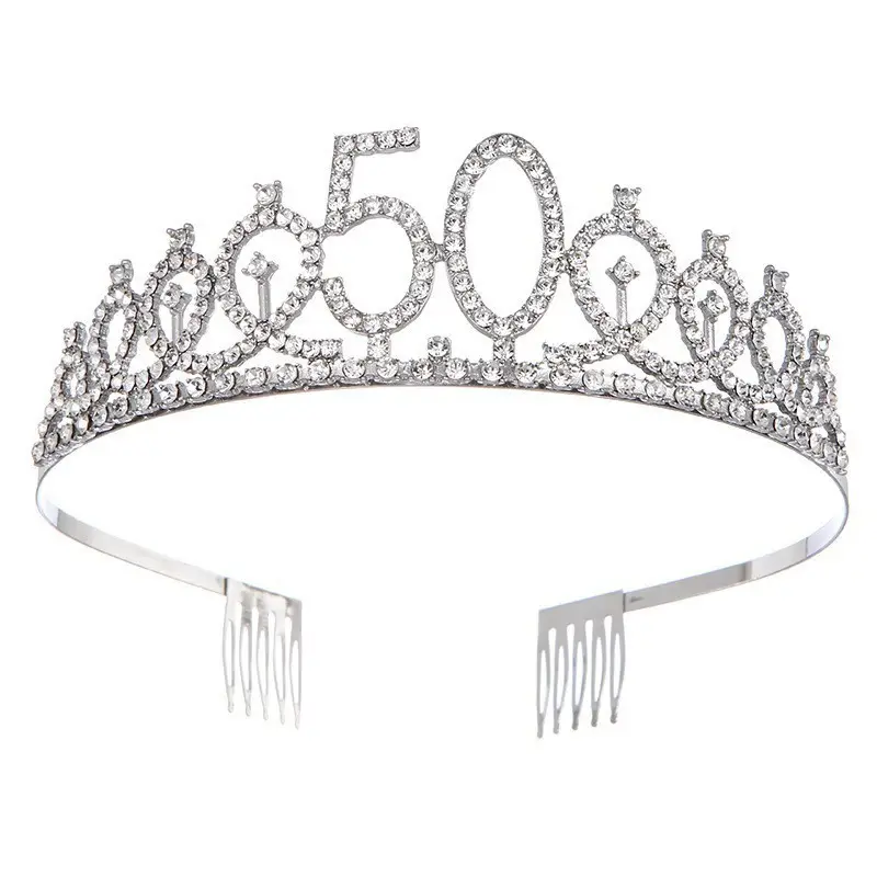 Rose Gold Full Diamond Crown Headband for Girls Party Wear