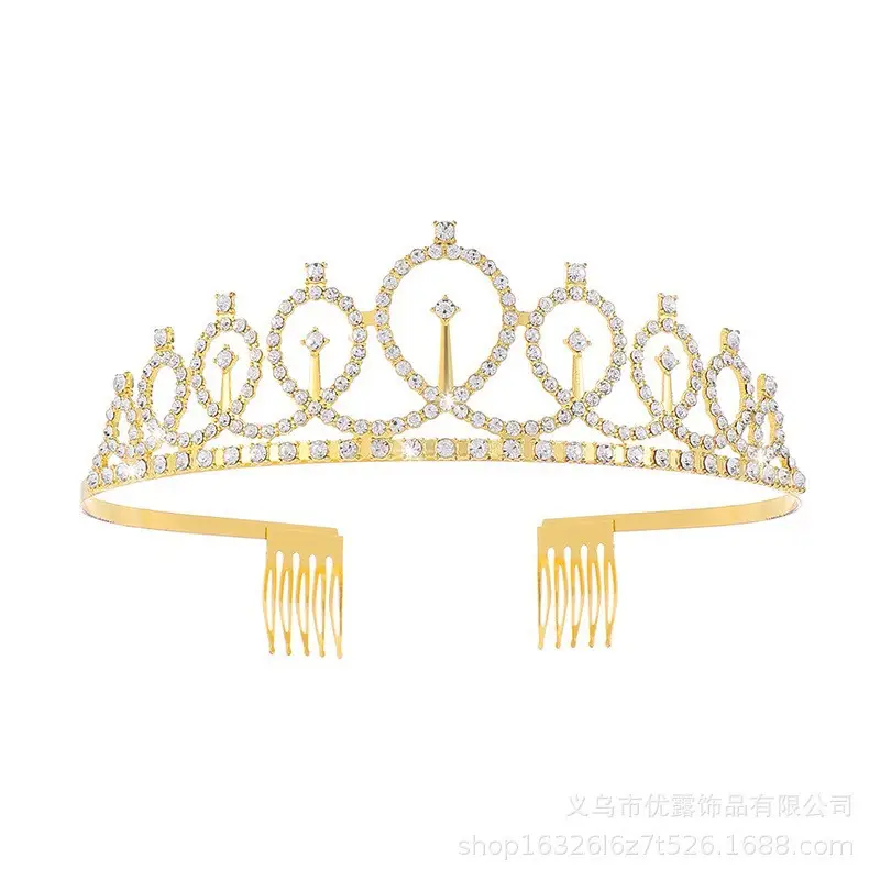 Rose Gold Full Diamond Crown Headband for Girls Party Wear