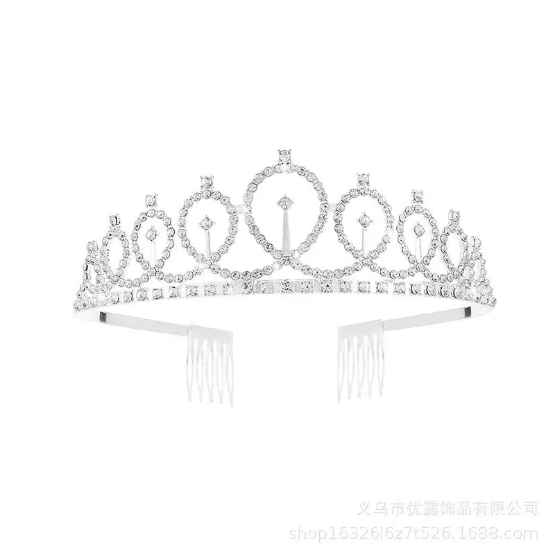 Rose Gold Full Diamond Crown Headband for Girls Party Wear