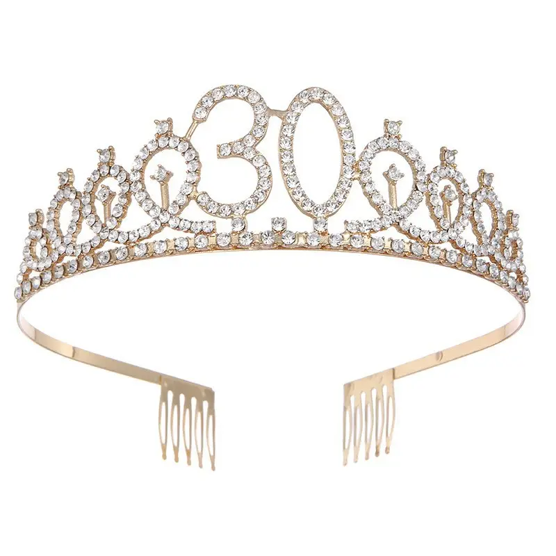 Rose Gold Full Diamond Crown Headband for Girls Party Wear