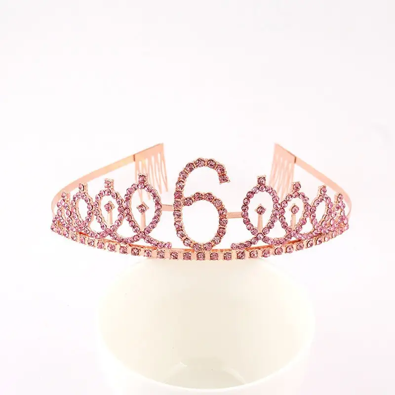 Rose Gold Full Diamond Crown Headband for Girls Party Wear