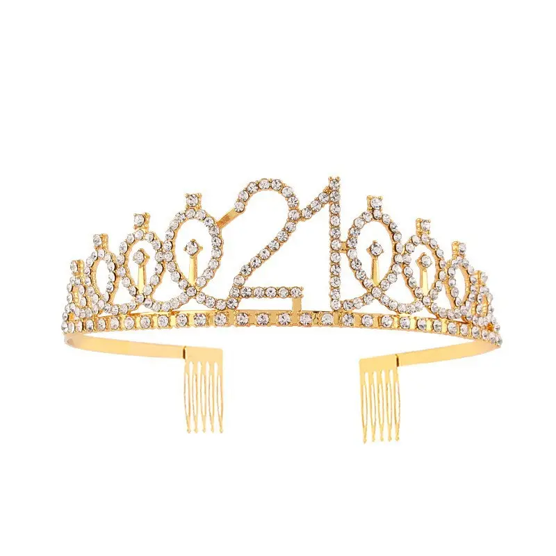 Rose Gold Full Diamond Crown Headband for Girls Party Wear