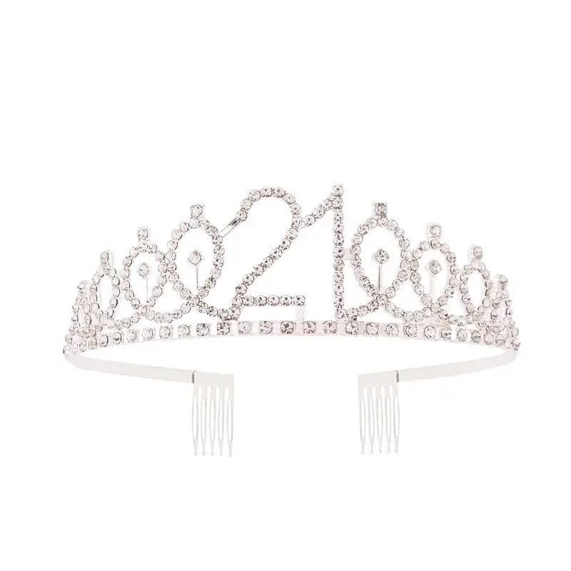 Rose Gold Full Diamond Crown Headband for Girls Party Wear