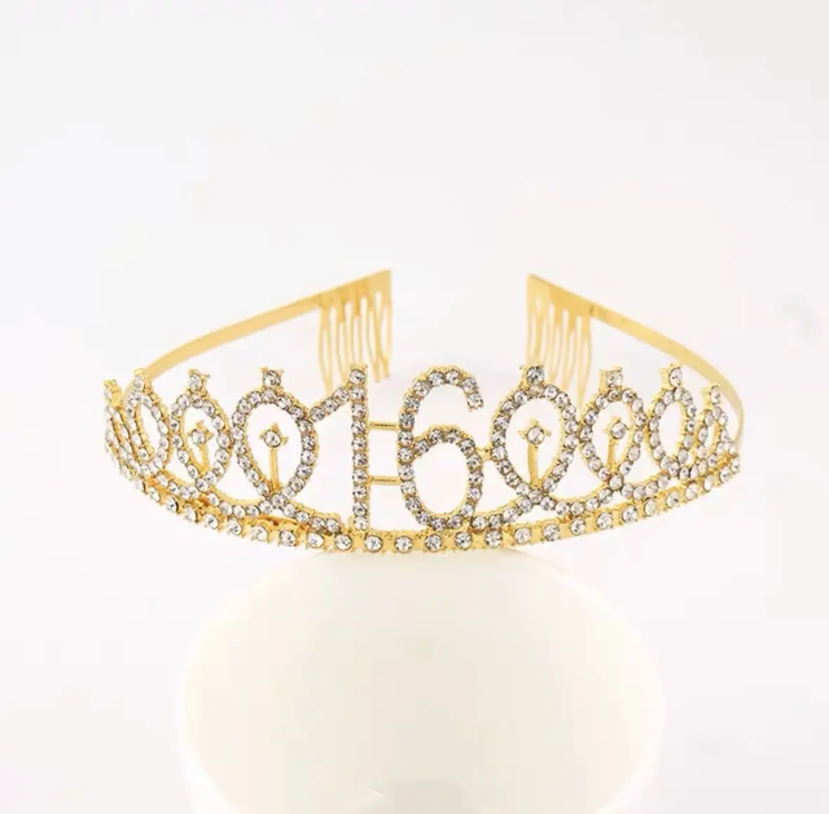 Rose Gold Full Diamond Crown Headband for Girls Party Wear