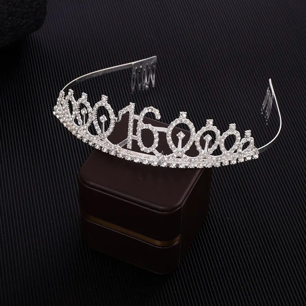 Rose Gold Full Diamond Crown Headband for Girls Party Wear