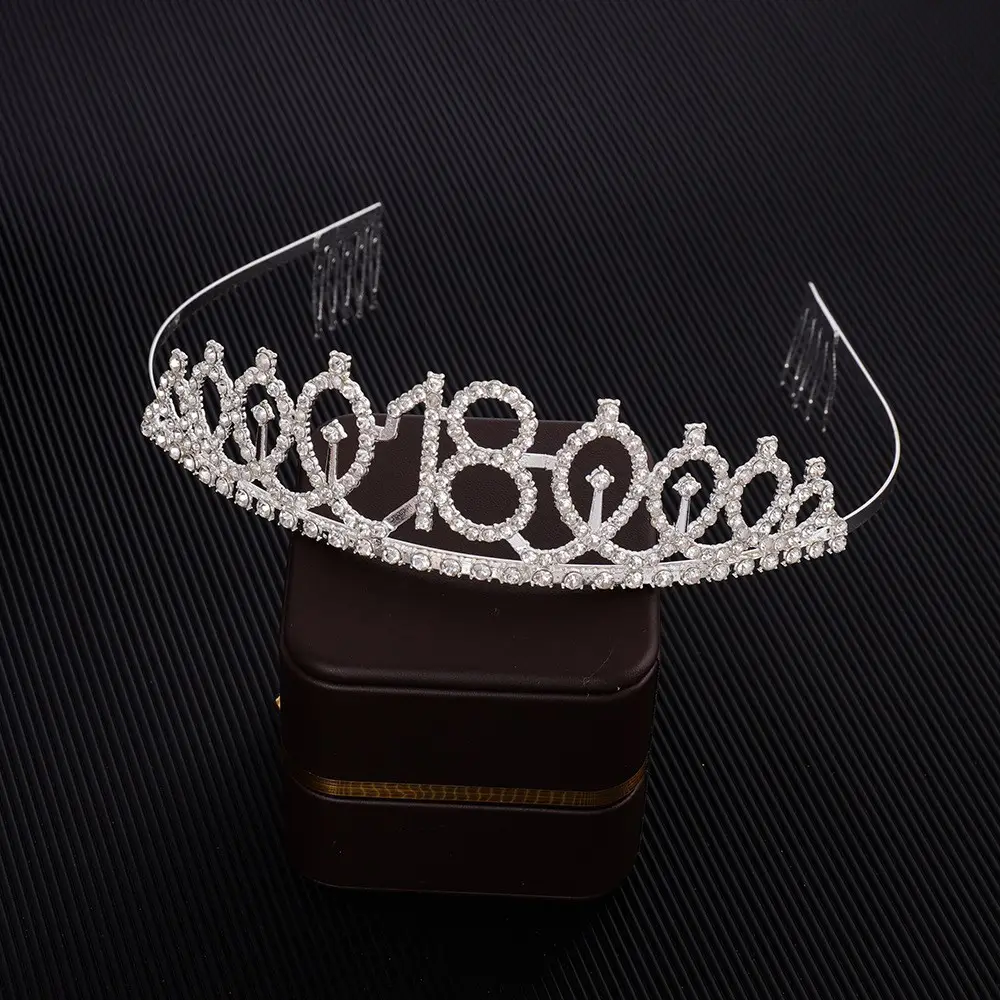 Rose Gold Full Diamond Crown Headband for Girls Party Wear
