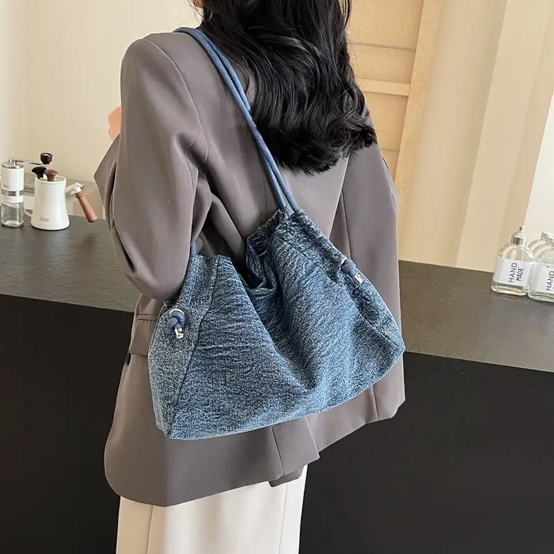 Women's 2024 Denim Shoulder Bag Large Capacity Korean Style
