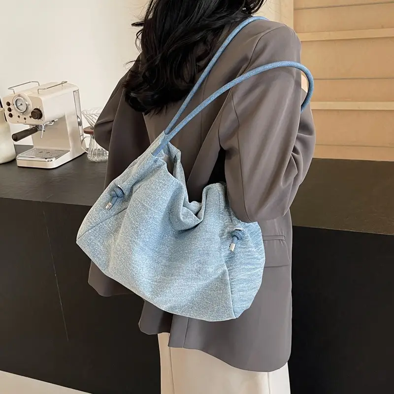 Women's 2024 Denim Shoulder Bag Large Capacity Korean Style