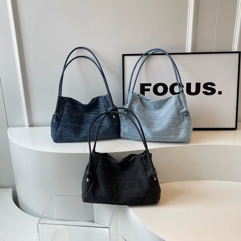 Women's 2024 Denim Shoulder Bag Large Capacity Korean Style