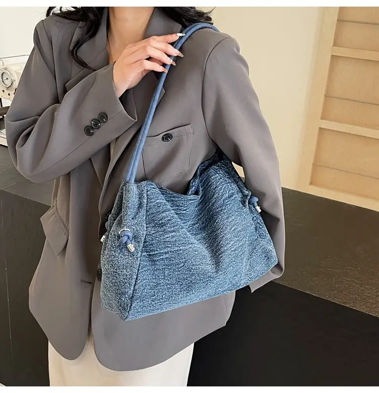 Women's 2024 Denim Shoulder Bag Large Capacity Korean Style — feature 22