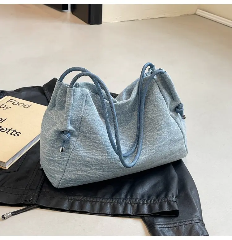 Women's 2024 Denim Shoulder Bag Large Capacity Korean Style — feature 35