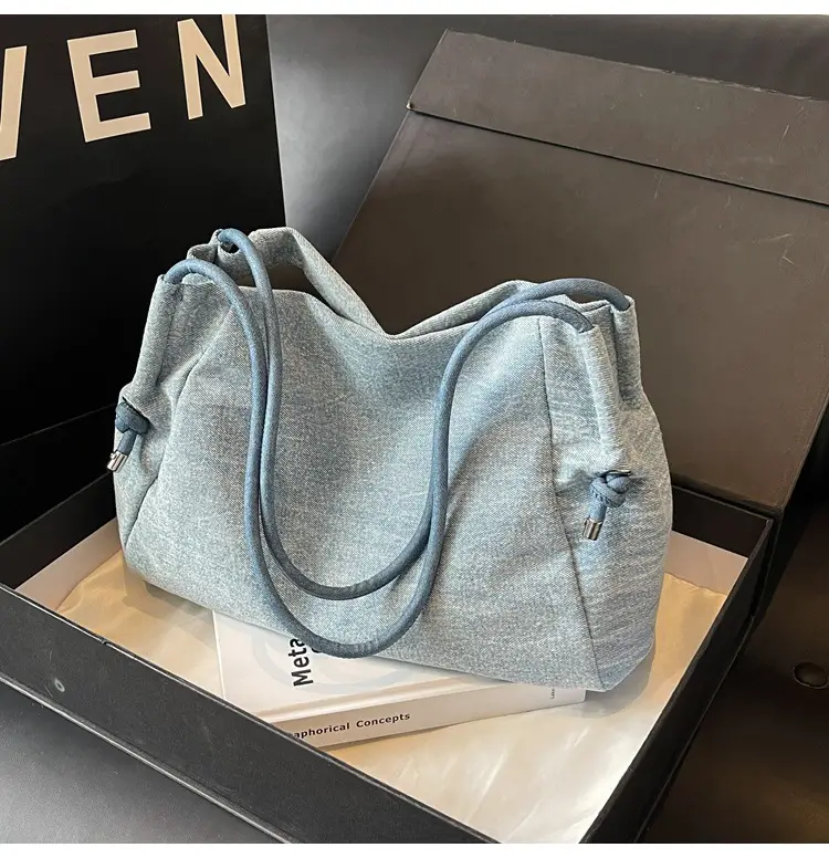 Women's 2024 Denim Shoulder Bag Large Capacity Korean Style — feature 38