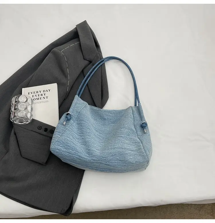 Women's 2024 Denim Shoulder Bag Large Capacity Korean Style — feature 40