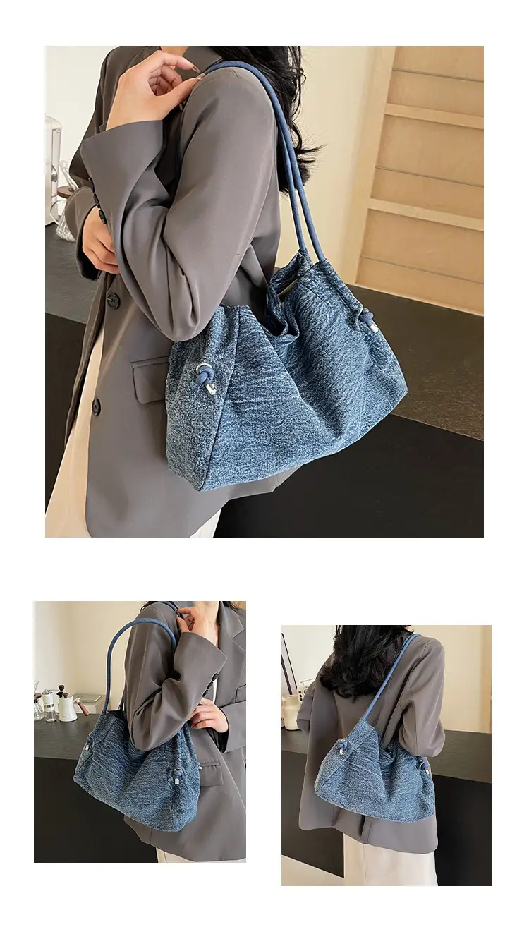 Women's 2024 Denim Shoulder Bag Large Capacity Korean Style — feature 8