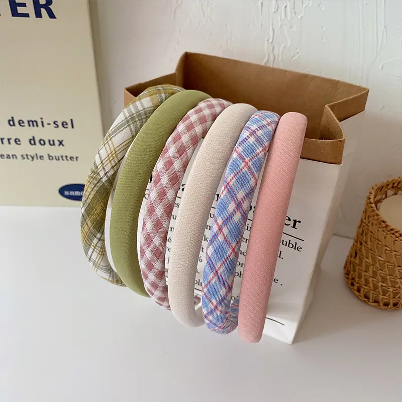 Spring Plaid Hair Hoop with Brand Label - Image 8