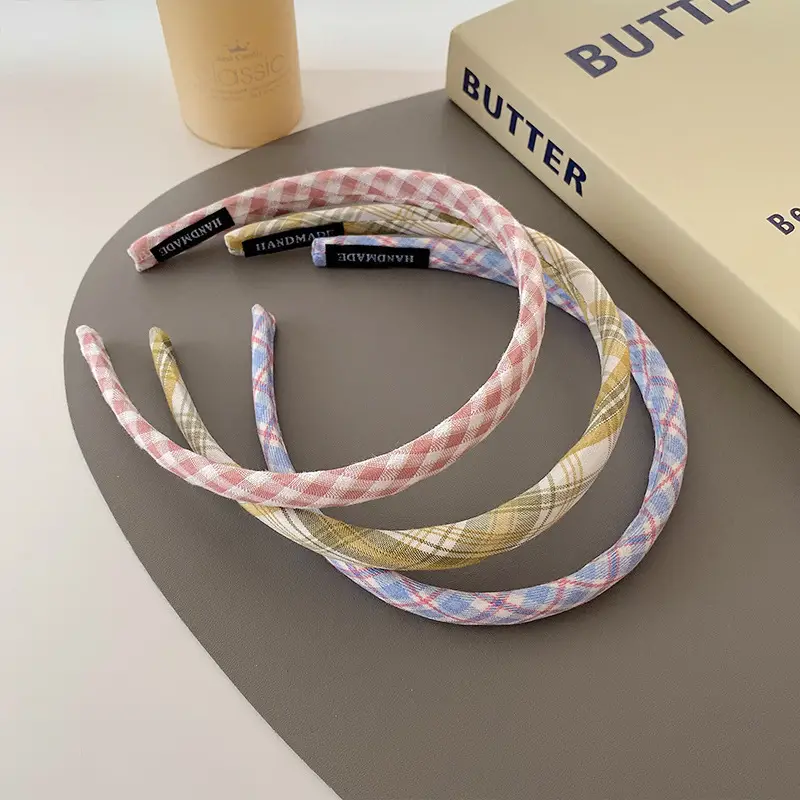 Spring Plaid Hair Hoop with Brand Label - Image 9