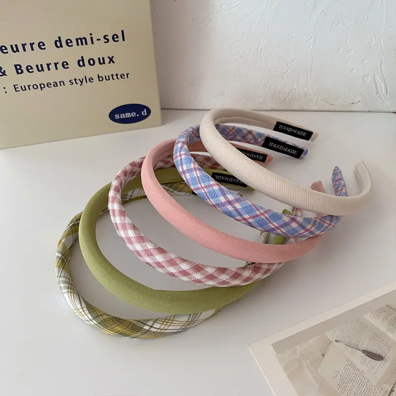 Spring Plaid Hair Hoop with Brand Label - Image 10