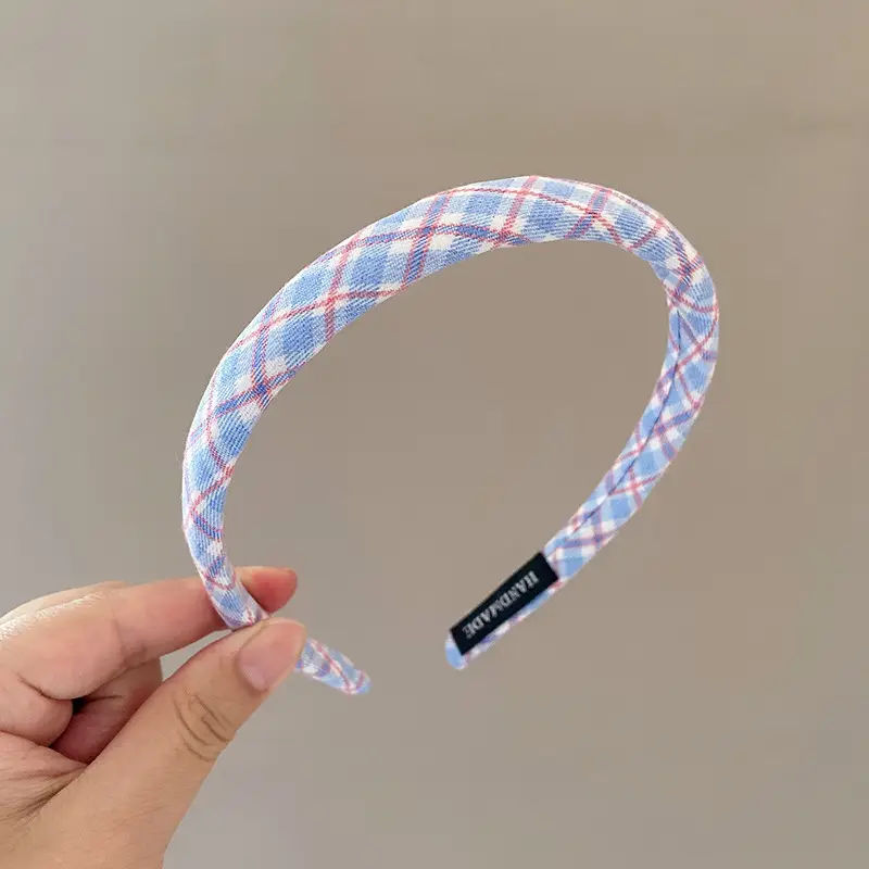 Spring Plaid Hair Hoop with Brand Label - Image 2