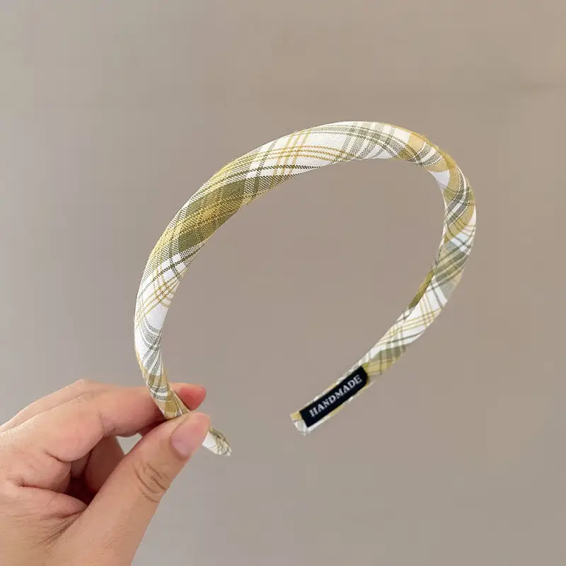 Spring Plaid Hair Hoop with Brand Label - Image 3