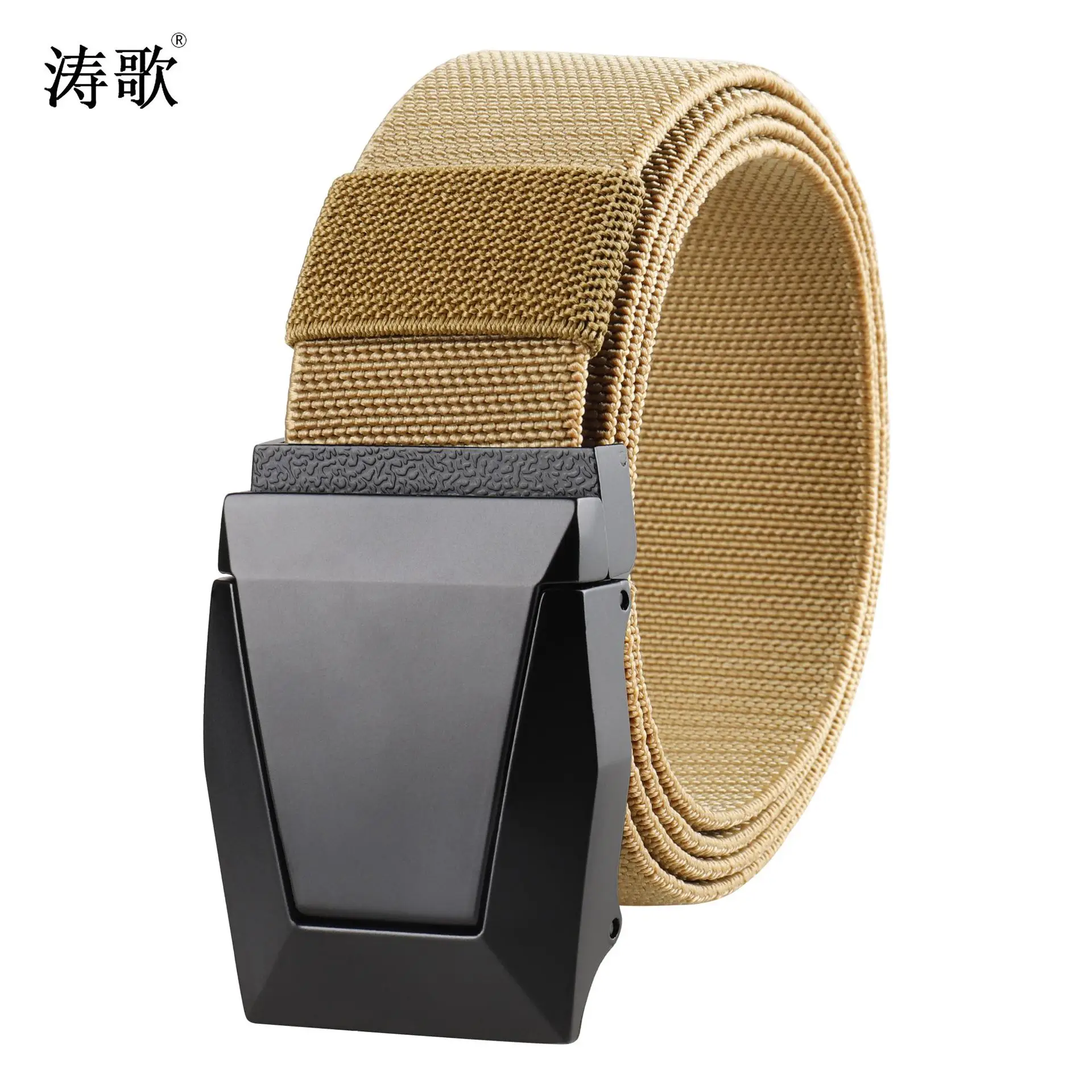 Men's Black Nylon Tactical Belt with Adjustable Buckle - Image 3