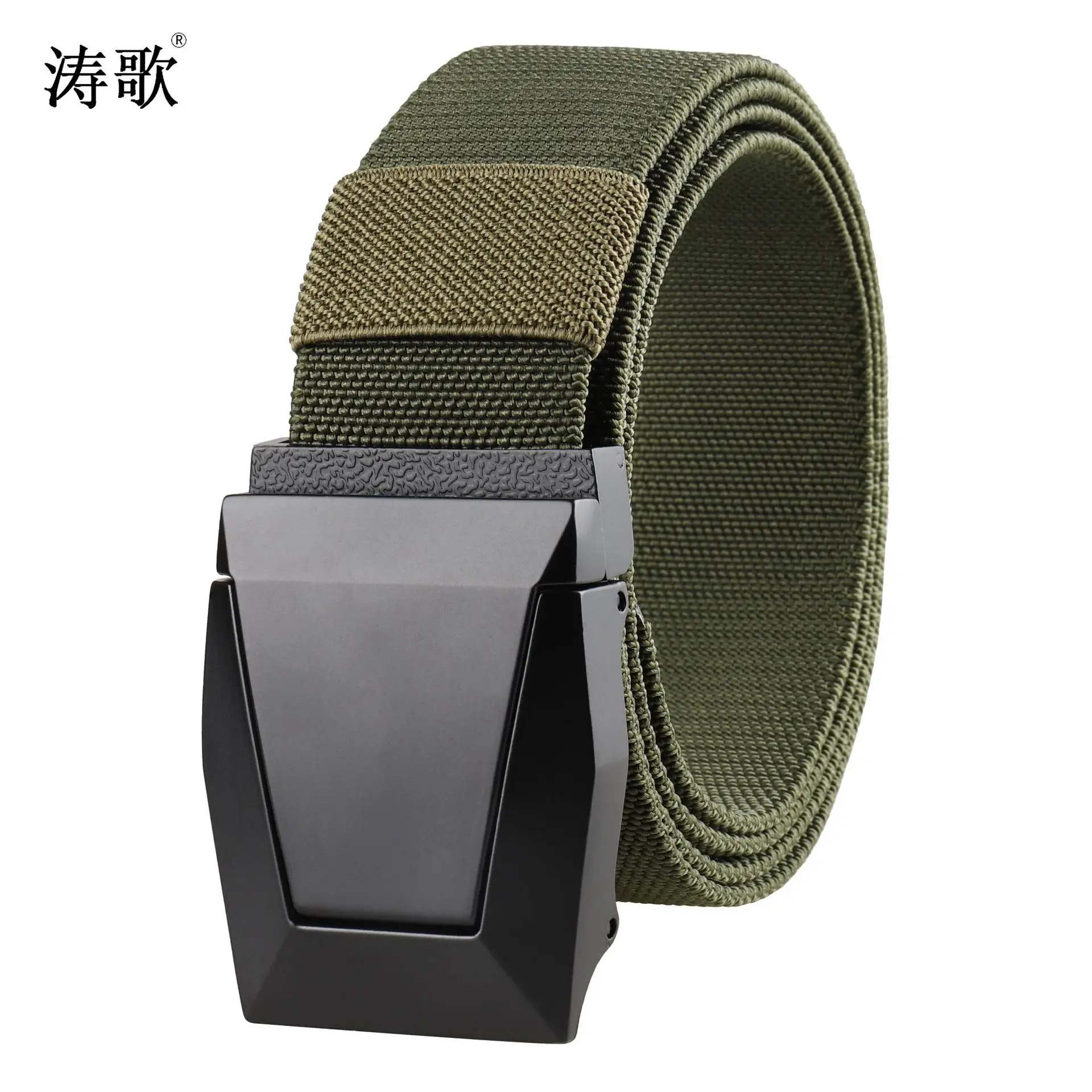 Men's Black Nylon Tactical Belt with Adjustable Buckle - Image 4
