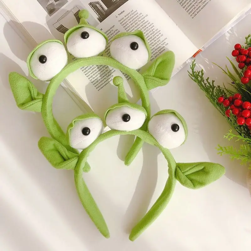 Three-Eyed Cute Green Cartoon Headband for Women