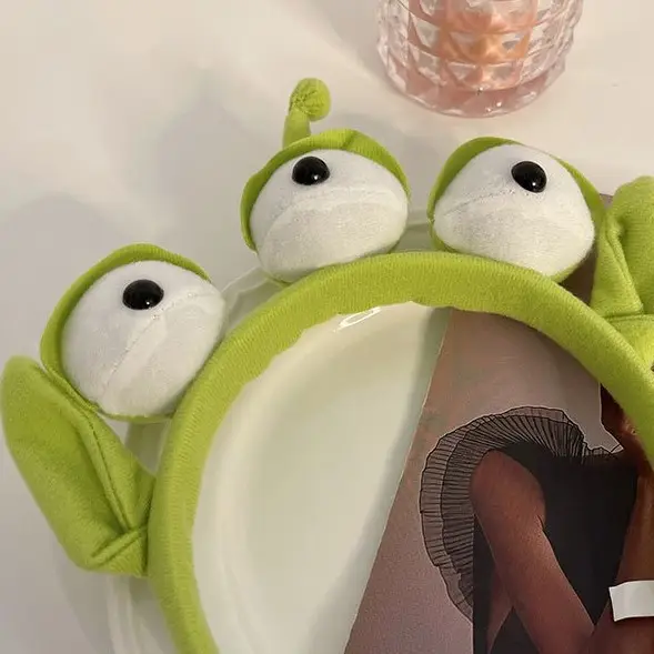 Three-Eyed Cute Green Cartoon Headband for Women