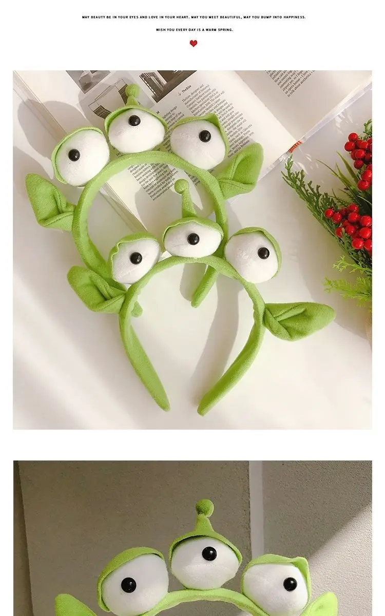 Three-Eyed Cute Green Cartoon Headband for Women — feature 5