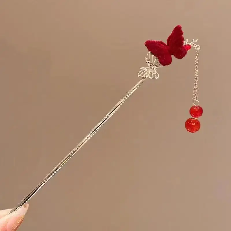 2024 New Chinese Red Rose Hairpin for Women — feature 5