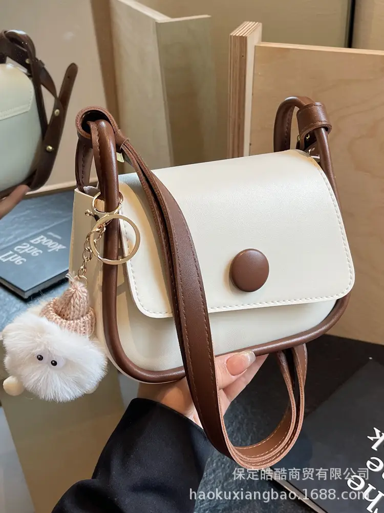 Women's 2024 Retro Square Shoulder Bag Brown Cream - Image 11