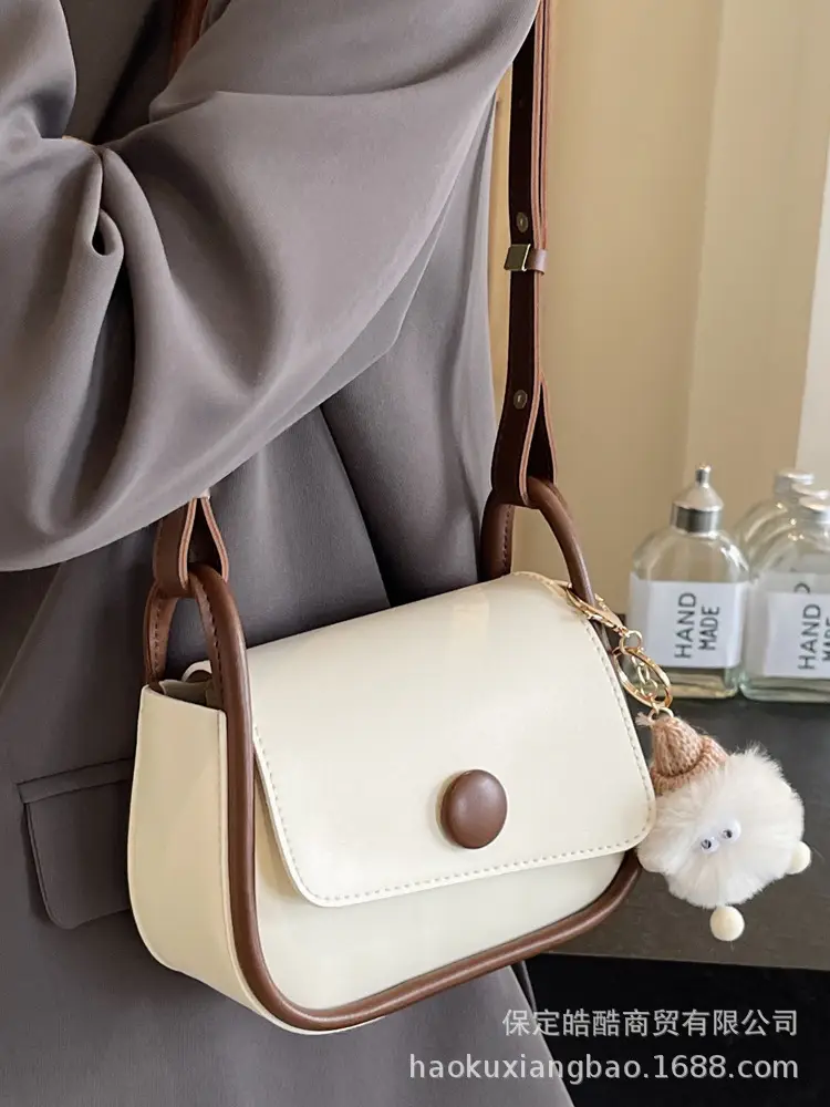 Women's 2024 Retro Square Shoulder Bag Brown Cream - Image 12